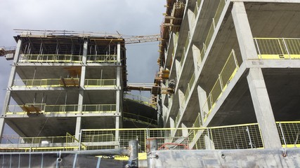 New office construction site with crane