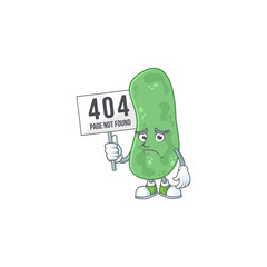 Obraz premium Sad face of enterobacteriaceae cartoon character raised up 404 boards