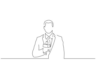 TV journalist isolated line drawing, vector illustration design.