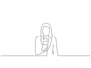 TV journalist isolated line drawing, vector illustration design.