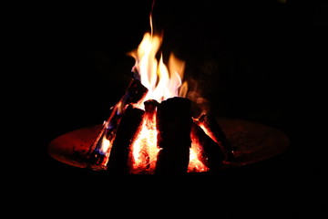 fire in the fireplace