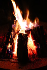 fire in fireplace
