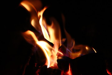 fire in fireplace