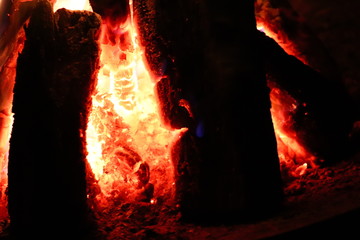 fire in fireplace