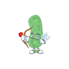 Charming picture of enterobacteriaceae Cupid mascot design concept with arrow and wings