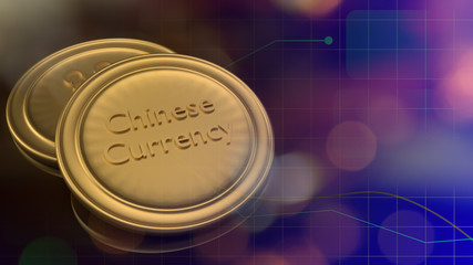 gold coins 3d rendering for china digital currency content.