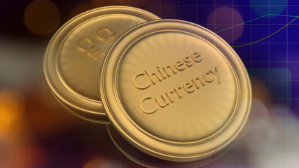 gold coins 3d rendering for china digital currency content.