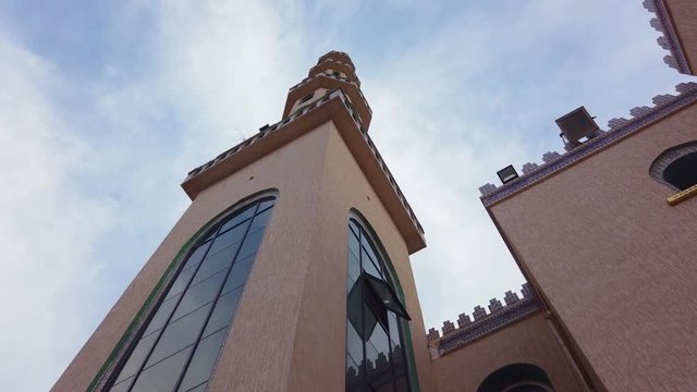 Outside view of Minaret Al-Kawthar Mosque in algeria , wilaya de Blida .