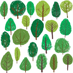vector doodle green trees