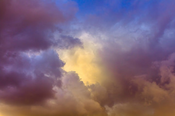 Fototapeta na wymiar mystical sky with soft clouds and colorful light