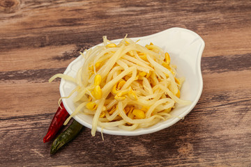 Soy sprout heap in the bowl