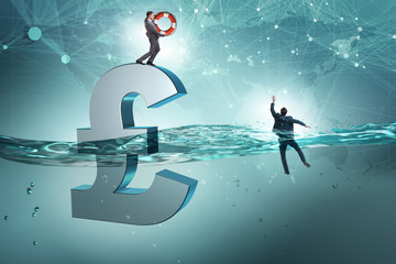 Pound GBP currency devaluation and exchange rate concept