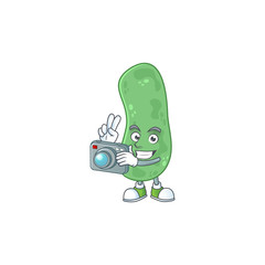 Enterobacteriaceae photographer mascot design concept using an expensive camera