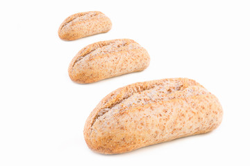 Fototapeta na wymiar homemade white breads with cereals. Isolated over white background