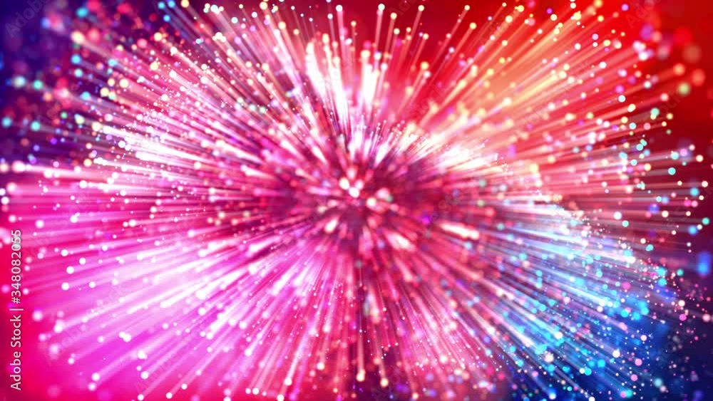 Poster 4k abstract creative background with multicolor light rays like laser show and with shining bokeh sp