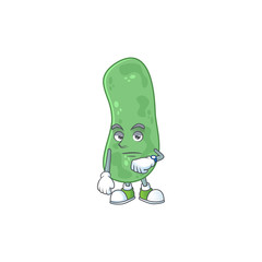 Enterobacteriaceae with waiting gesture cartoon mascot design concept