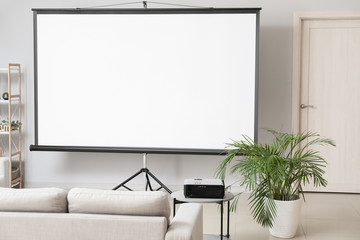 Interior of room with video projector