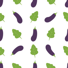 Cartoon Aubergine. Colored Seamless Patterns