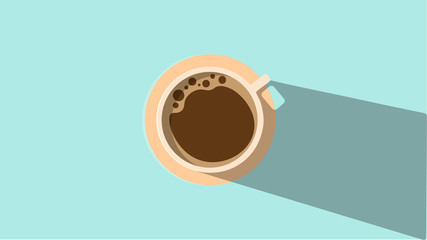 Kaffeetasse auf hellblauem Hintergrund 