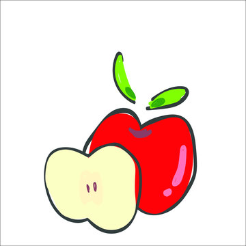 red apple with leaf