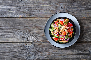 Mayonnaise free tuna salad of cucumber and tomato