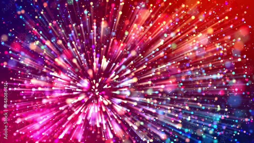 Aufkleber 4k abstract creative background with multicolor light rays like laser show and with shining bokeh sp