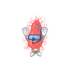 Mascot design concept of escherichia wearing Diving glasses