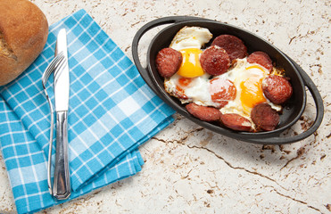 Turkish Egg with Sausage  - Turkish Sucuk