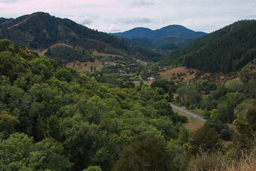 View of Maitai Valley from Sir Stanley Whitehead Track in Nelson,Tasman Region on South Island of New Zealand
