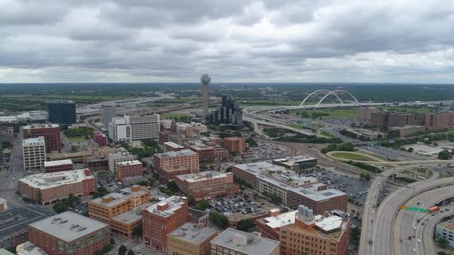 Dallas And Tom Landry Bridge Texas USA  Drone Video