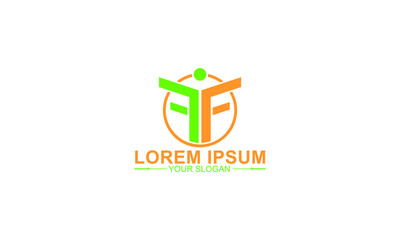 simple creative initial FF forming a human with arms outstretched, logo template vector icon for health, fitness, lifestyle or medicine industrial.
