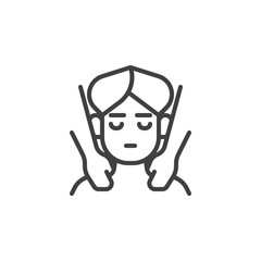 Face massage procedure line icon. linear style sign for mobile concept and web design. Face spa therapy outline vector icon. Symbol, logo illustration. Vector graphics