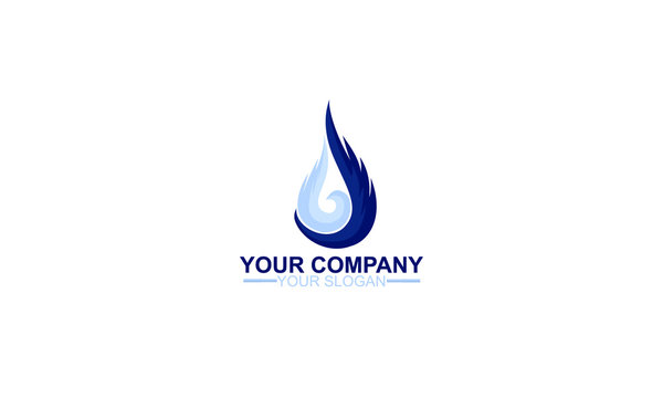 Vector abstract, blue flame logo template icon symbol, for natural gas, petrolium, crude oil industrial, company manufacturing, and distributions