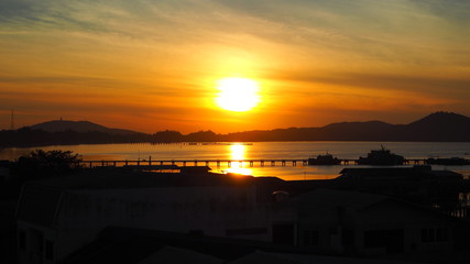 sunset over the lake