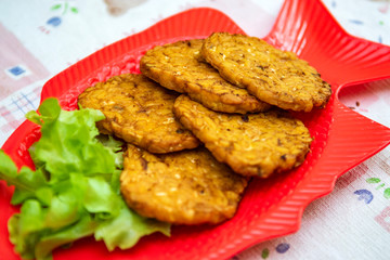 Indonesian food fried tempe
