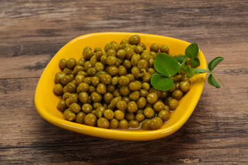 Canned Green peas in the bowl