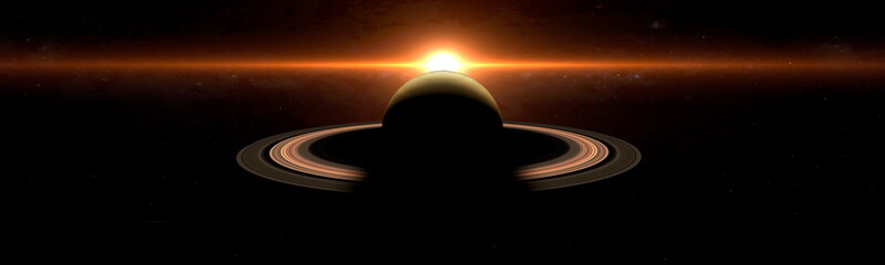 Sunrise over Saturn in space © Studio-FI