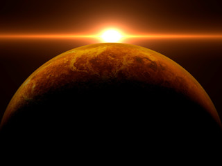 Obraz na płótnie Canvas Venus at sunrise with bright sun