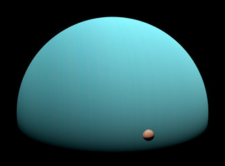 Uranus orbiting with moons