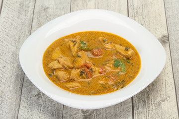 Traditional thai curry chicken soup