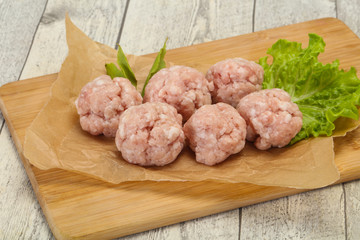 Homemade raw pork minced meatball for cooking