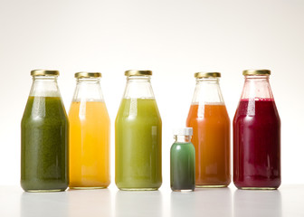 extract of various bottled vegetables and fruits