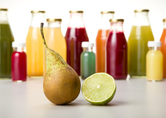extract of various bottled vegetables and fruits