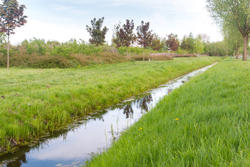 Fototapeta na wymiar Water canal at Glacial park in Pruszcz Gdanski in Poland.