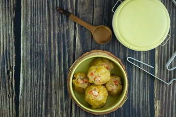 Delectable shrimp and pork filled Chinese steamed dumplings