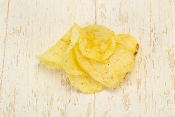 Natural potato salted chips heap
