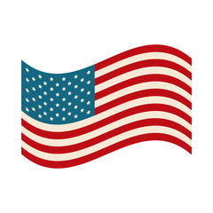 happy independence day, waving american flag national symbol flat style icon
