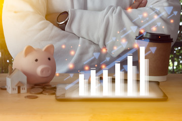 Businessman analyze growth for business.