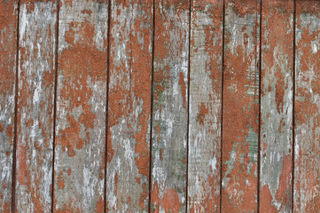 Background from old wooden boards painted in orange color
