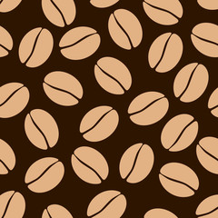 Seamless pattern of coffe in beans. Vector illustration